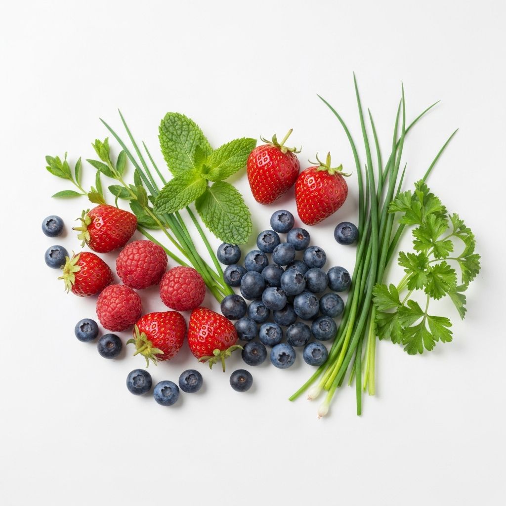 Alpine Beeren und Kräuter
